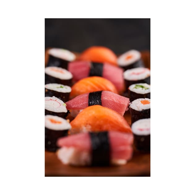 Variety of sushi freshly prepared by naturalis