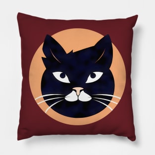 Black cat portrait Pillow