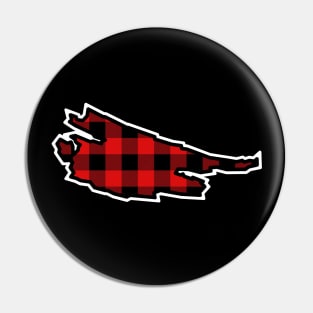 Saturna Island Silhouette in Red and Black Plaid - Simple Pattern - Saturna Island Pin