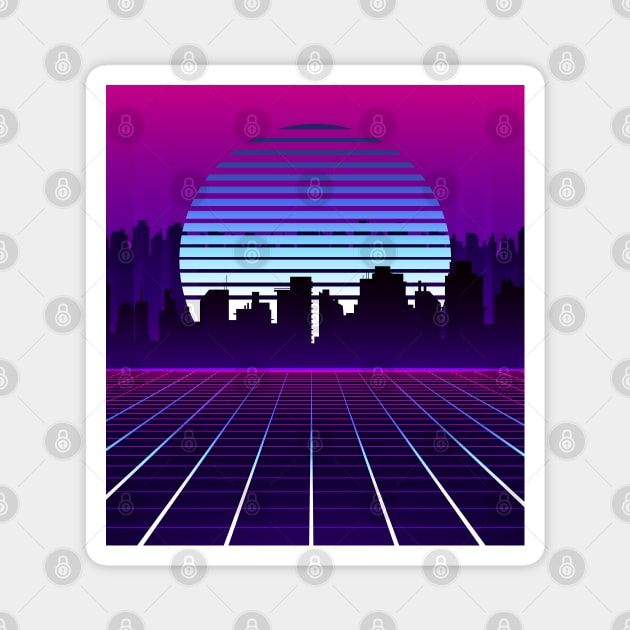 Dreamy 80s City Synthwave Magnet by edmproject