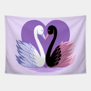 Heart Loving Swans Tapestry