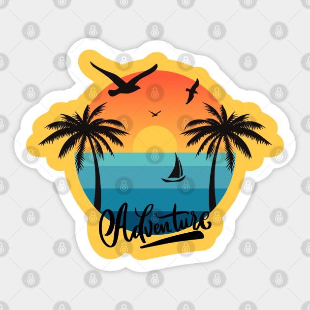 Palm Tree On Beach Sticker