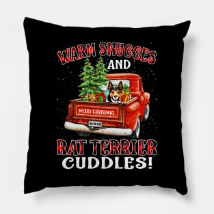 Warm Snuggles And Rat Terrier Cuddles Truck Tree Christmas Gift Pillow