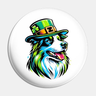 Border Collie Enjoys Saint Patrick's Day Festively Pin