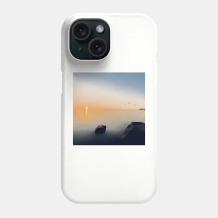 Golden Sunrise Minimalistic Landscape Digital Illustration Phone Case