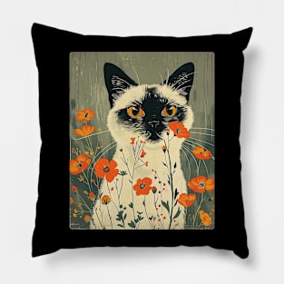 Himalayan Cat Flowers Photo Cat Lover Gift Idea Pillow