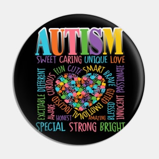 Autism T-ShirtAutism Heart Autism Awareness Puzzle Description T Shirt Pin