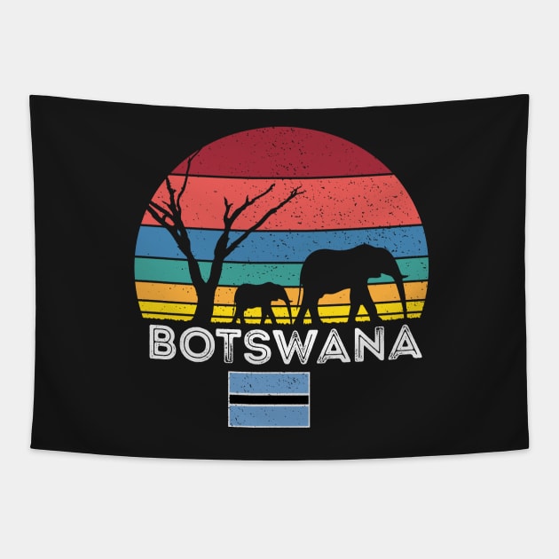 Botswana Elephant Safari Sunset Tapestry by BraaiNinja