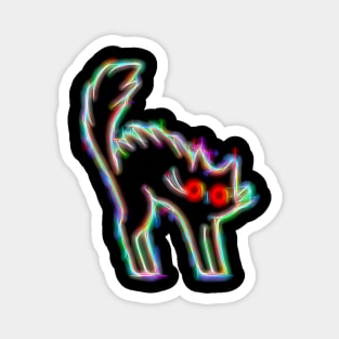 Black Cat Glitch Electric Shocked Neon Glow Magnet