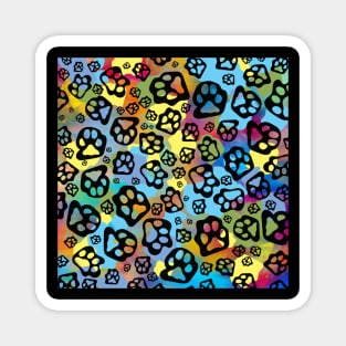 Abstract Fun Colorful Paw Prints Magnet