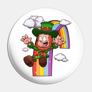 Leprechaun Gliding On Rainbow Pin