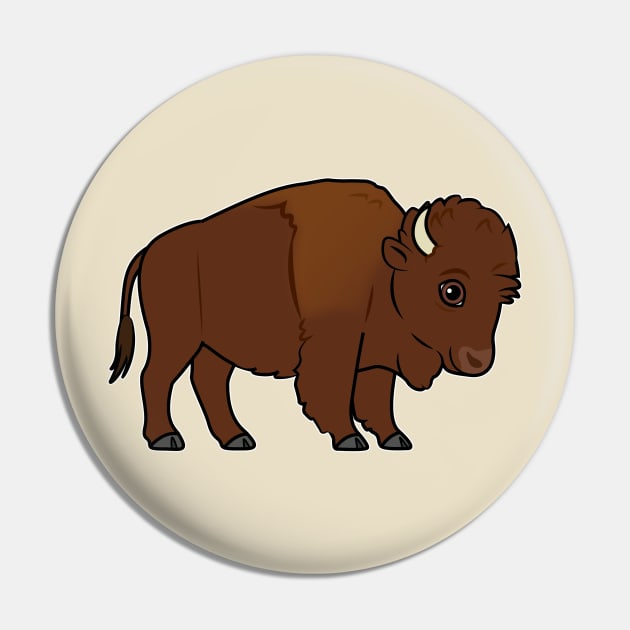 Cute Bison Cartoon Pin by PenguinCornerStore