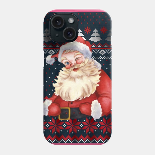 Santa Claus Knitted Ugly Sweater Matching Design Phone Case by aspinBreedCo2