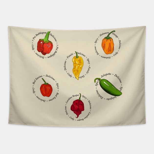 Chili Pepper Set 2 Tapestry by MojoCoffeeTime