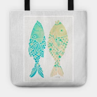 indonesian fish turquoise cream Tote