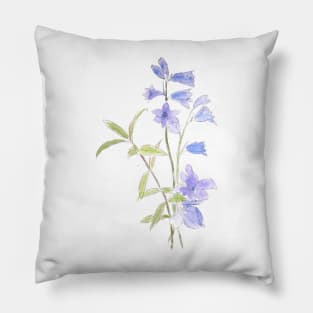 bluebell and violet ink and watercolor Pillow