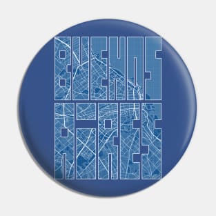 Buenos Aires, Argentina City Map Typography - Blueprint Pin