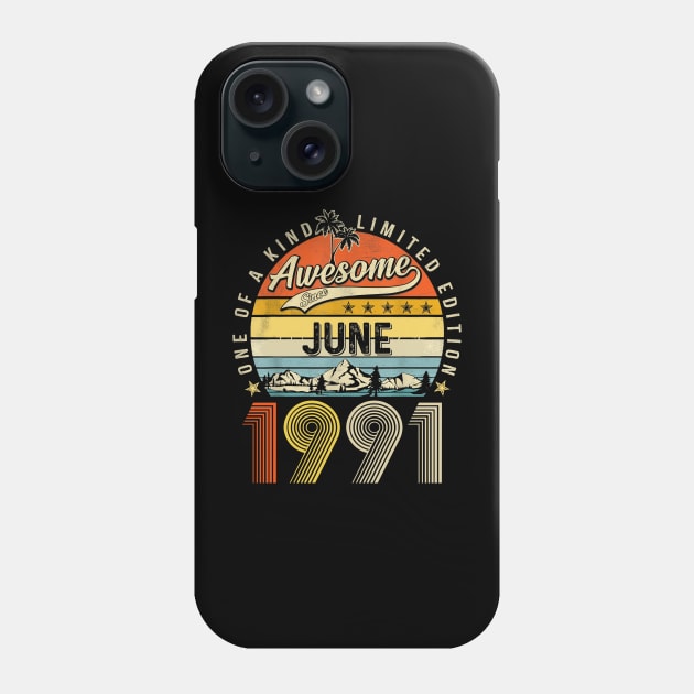 Awesome Since June 1991 Vintage 32nd Birthday Phone Case by Vintage White Rose Bouquets