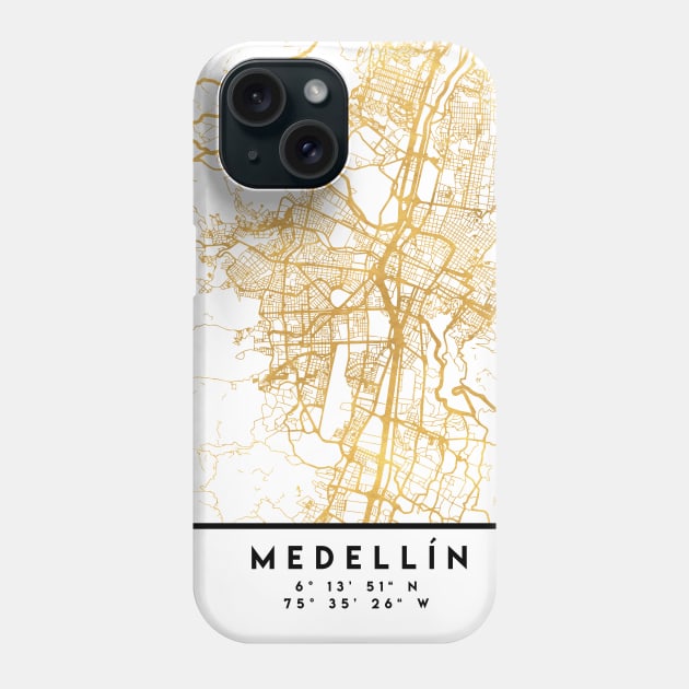 MEDELLÍN COLOMBIA CITY STREET MAP ART Phone Case by deificusArt