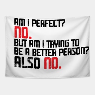 Am I Perfect? No. Am I Trying To Be A Better Person? Also No funny Tapestry