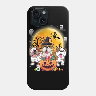 English Bulldog Dog Mummy Witch Moon Ghosts Happy Halloween Thanksgiving Merry Christmas Day Phone Case