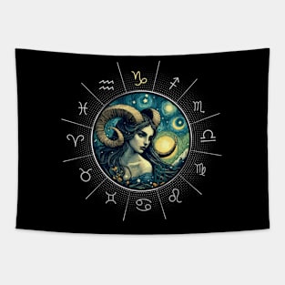 ZODIAC Capricorn - Astrological CAPRICORN - CAPRICORN - ZODIAC sign - Van Gogh style - 8 Tapestry