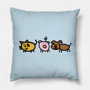 Cute Animals Cat Pig Dog for Kids Pillow