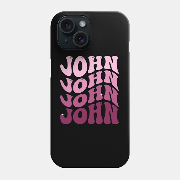 John First Name Personalized Retro Groovy Birthday Phone Case by deafcrafts