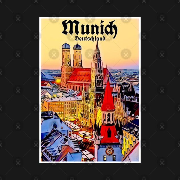 Munich Deutschland Vintage Travel and Tourism Advertising Print by posterbobs