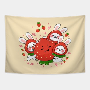 Three Bunnies Berry Tapestry