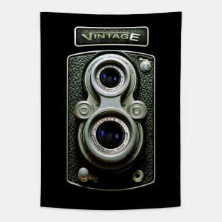 Classic Retro vintage black doff double lens camera Tapestry