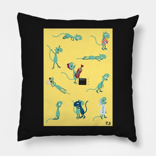 Lizard character board Pillow by MangoStudio