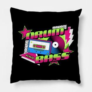 DRUM AND BASS  - 90s Steez (lime/pink) Pillow