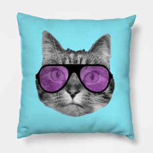 Cool cat wearing pink sunglasses Pillow