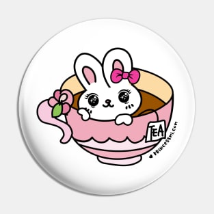 a cup of tea with kawaii bunny Pin