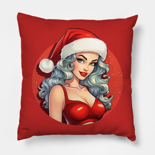 Xmas Pin Up Lady Pillow by The Little Store Of Magic