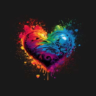 Heart with splatters in neon colors T-Shirt