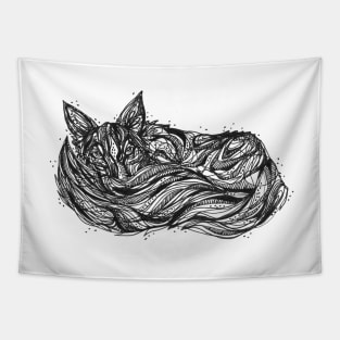 Snuggled Up Border Collie Tapestry