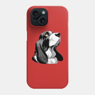 Stunning and Cool Basset Hound Monochrome and Gold Portrait for Father's Day Phone Case