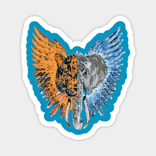 Winged Wonders: Elephant & Tiger Take Flight Magnet