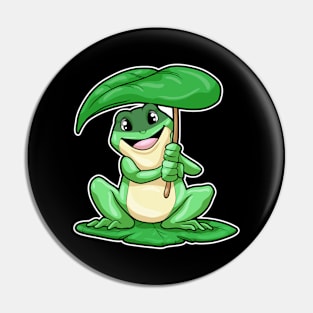 Frog on Leaf with Umbrella Pin