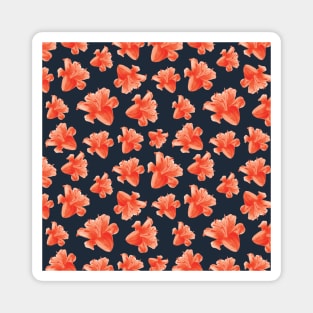 Watercolor flower pattern - red and blue Magnet