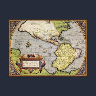 Antique World Map of the Americas by Abraham Ortelius T-Shirt