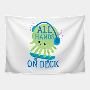 All Hands On Deck Skateboarding Octopus Tapestry