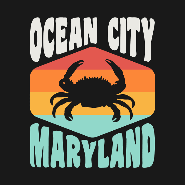 Ocean City Maryland Beach Vacation Crab Retro by PodDesignShop