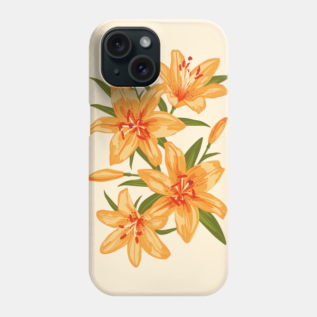 Orange Lilies. Flower illustration Phone Case by lents