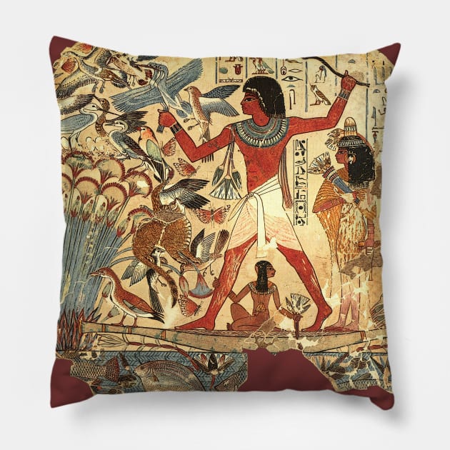 Fowling in the nile marshes Pillow by Mosaicblues