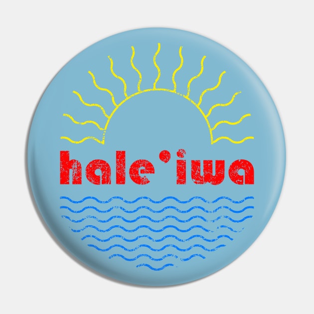 Haleiwa Wavy Sun Pin by HaleiwaNorthShoreSign