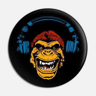 gorilla in the headphones Pin