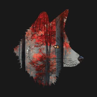 Fox voids and red forest | Double exposure | Animals lovers | Vegan T-Shirt